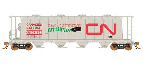 Rapido 127013-1 CN - Canadian Natioanl CNIS (gray, red; Noodle, Environmental Mode Logos) #369260 NSC 3800 Cylindrical Covered Hopper HO Scale