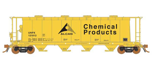 Rapido 127021-4 Alcan UNPX (yellow, black) #121448 NSC 3800 Cylindrical Covered Hopper HO Scale