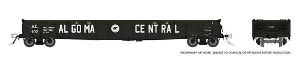 Rapido 50046A AC - Algoma Central #755 (As-Delivered, balck, Billboard Lettering) 52' 6" Canadian Mill Gondola HO Scale