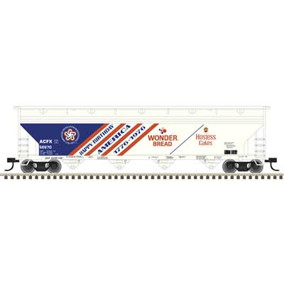 Atlas 50007120 ACF 5250 4-Bay Centerflow Hopper - Ready to Run -- Wonder Bread ACFX #56670 (Bicentennial; white, blue, red) N Scale