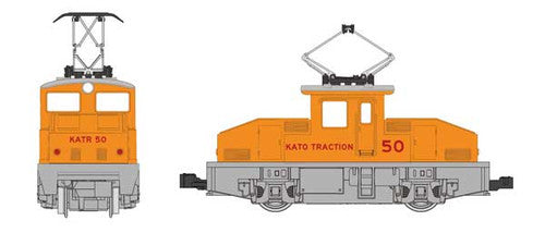 10504US Kato USA Inc /  	2-Axle Steeple Cab Electric - Standard DC - Pocket Line -- Kato Traction KATR #50 (yellow, red)  (SCALE=N)  Part # 381-10504US