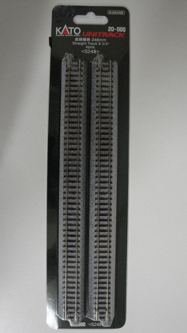 Kato N 20-000 Unitrack 248mm (9 3/4") Straight Track [4 pcs]; N Scale, 20000