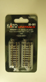 Kato 20-091 Unitrack Short Track Assortment 29mm (1 1/8") [8 pcs], 45.5mm (1 3/4") [2 pcs]; N Scale, 20091
