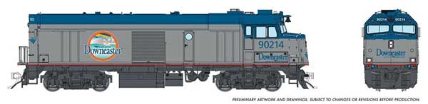 Rapido 81520 NPCU Cabbage Cab Car Amtrak #90214 (Phase V Downeaaster Scheme, silver, blue) HO Scale