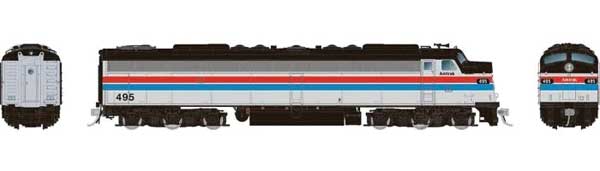 Rapido 28804 EMD E8A HEP Amtrak #496 (Phase II, silver, red, blue, white, black) with DCC & Sound HO Scale