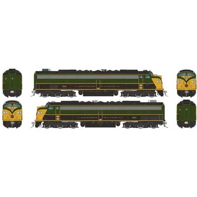 Rapido 28815 EMD E8A-E8A HEP Canadian National #102, 103 (green, gold, black) with DCC & Sound HO Scale