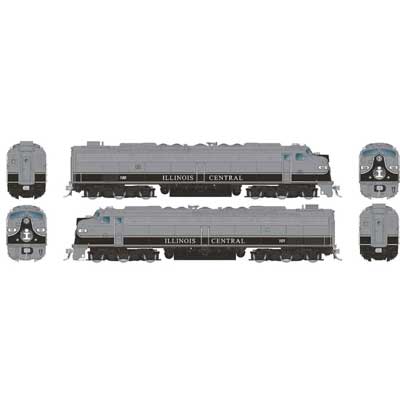 Rapido 28817 EMD E8A-E8A HEP Illinois Central #100, 101 (Executive Scheme, black, gray) with DCC & Sound HO Scale