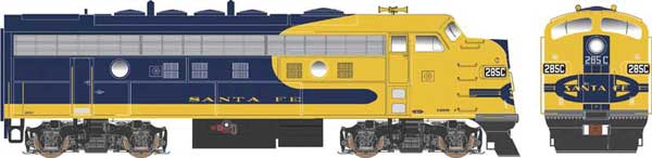 Bowser 24617 F9A Santa Fe #285 (Warbonnet, blue, yellow, blue Nose Stripe) DCC & Sound HO Scale