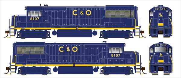 Bowser 25130 U25B C&O Chesapeake & Ohio (blue, yellow, Merger Renumbering) #8107 w/LokSound & DCC HO Scale