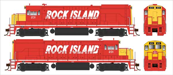 Bowser 25167 U25B RI Rock Island (red, yellow, white, Billboard Lettering) #227 w/LokSound & DCC HO Scale