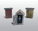 Woodland Scenics 214 3 Outhouses & Man - Scenic Details(R) -- Kit HO Scale