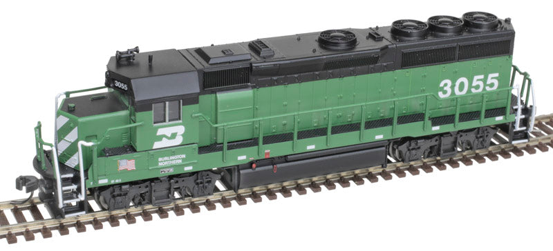 ATLAS 40004740 EMD GP40-2 - BN Burlington Northern #3055 (Cascade Green, white, US Flag) DCC & Sound Equipped N Scale