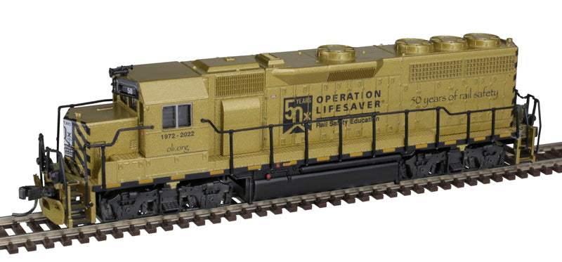 ATLAS 40005298 EMD GP40 Operation Lifesaver 50th Anniversary (gold) DCC & Sound N Scale