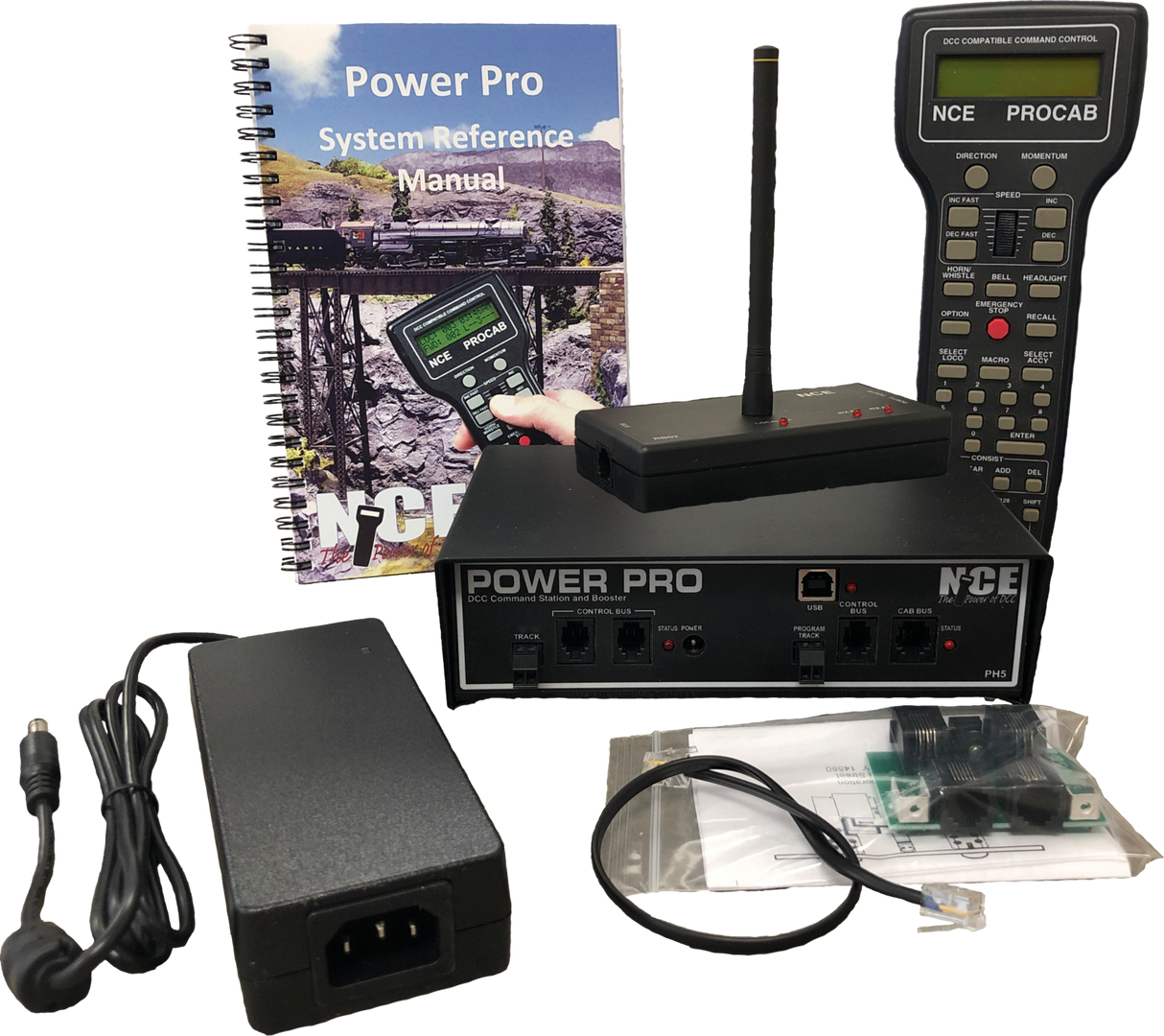 NCE 5240036 - 524-36 PH5R Power Pro Radio Starter Set, PH-PRO-R wireless 5amp DCC Replaces 524-2- All Scale