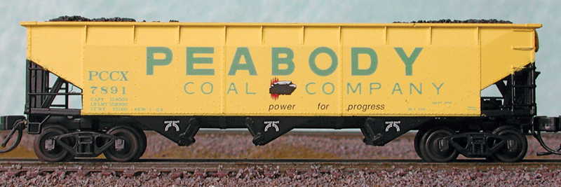 Bluford Shops 73683 70 Ton 3 Bay Offset Side Hoppers - PCCX Peabody Coal 3 pack N Scale