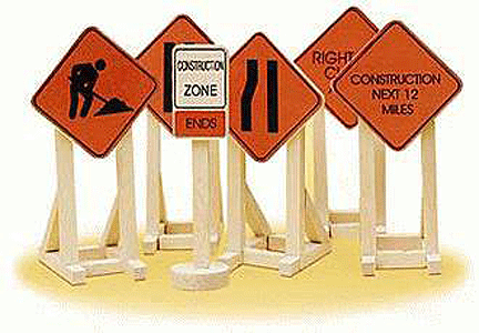 632902 Lionel/ Construction Zone Signs -- 2-1/4" 5.7cm Tall pkg(6)   (Scale=O) #434-632902