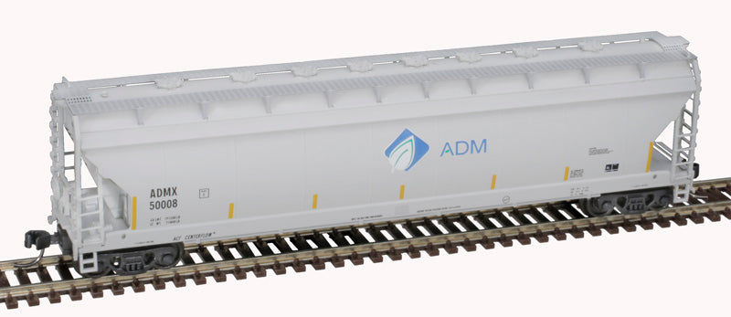 Atlas 50006072 Pressureaide Centerflow Covered Hopper - ADM #50076 (gray, blue, green, Leaf) N Scale