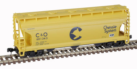 Atlas 50006113 ACF 3560 Center-Flow Covered Hopper - Chessie System C&O 601343 (Yellow, Blue) N Scale