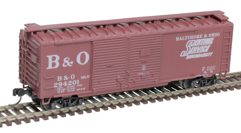 Atlas 50006189 40' Double Door Box Car - B&O Baltimore & Ohio #294201 (Boxcar Red, white, Sentinel Service) N Scale