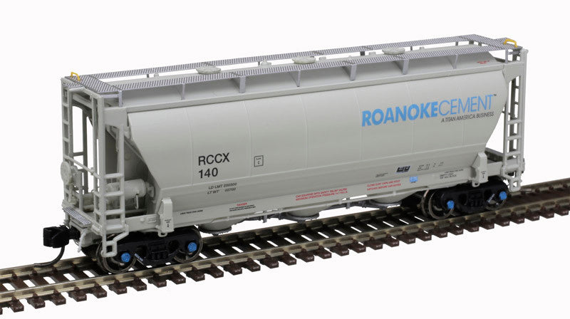 Atlas 50006211 Trinity 3230 Hopper RCCX - Roanoke Cement RCCX #140 (gray, black, blue) N Scale