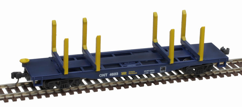 Atlas 50006274 45' Logging Flatcar - Ontario Northland #4627 (blue, yellow) N Scale