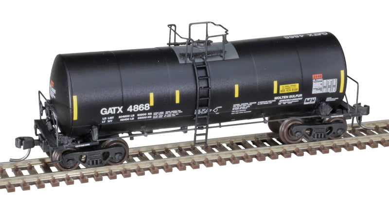 Atlas 50006444 Trinity 17,600-Gallon Corn Syrup Tank Car - GATX #4827 (black, white, yellow, Conspicuity Stripes) N Scale