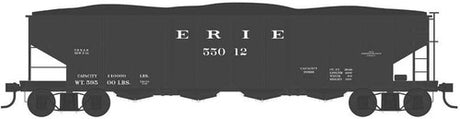 43005 Bowser 4-Bay Clam Hopper Erie 55030 (Blt. 5-14, black) HO Scale