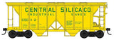 Bowser 42746 70-Ton 2-Bay Covered Hopper - Central Silica Co. #6 (yellow, green, Built 5-49 Repack 8-70) HO Scale