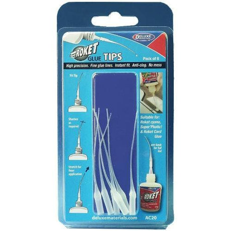 Deluxe Materials AC20 - Rocket Glue Tips (Pack of 6) (Scale=ALL) Part #806-AC20