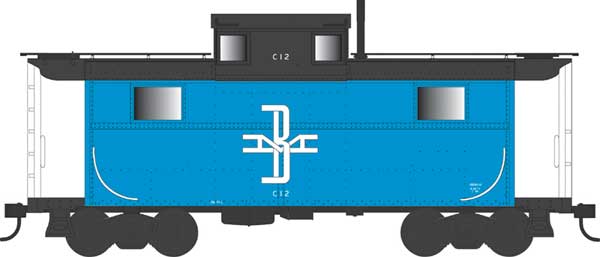 Bowser 43350 PRR Class N5 Steel Cabin Car (Caboose) B&M Boston & Maine #C16 (Blt. 1940 Rpkd 4-73, blue, black) HO Scale