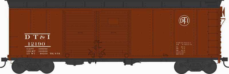 Bowser 43307 X31 Double-Door Round Flush Roof Boxcar - Ready to Run -- Detroit, Toledo & Ironton #12190 Blt. 9-37 Repack 8-54, Boxcar Red, black) HO Scale