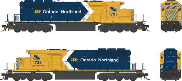 Bowser 25338 GMD SD40-2 ON Ontario Northland #1735 (blue, yellow, white Arrow) DCC & Sound HO Scale