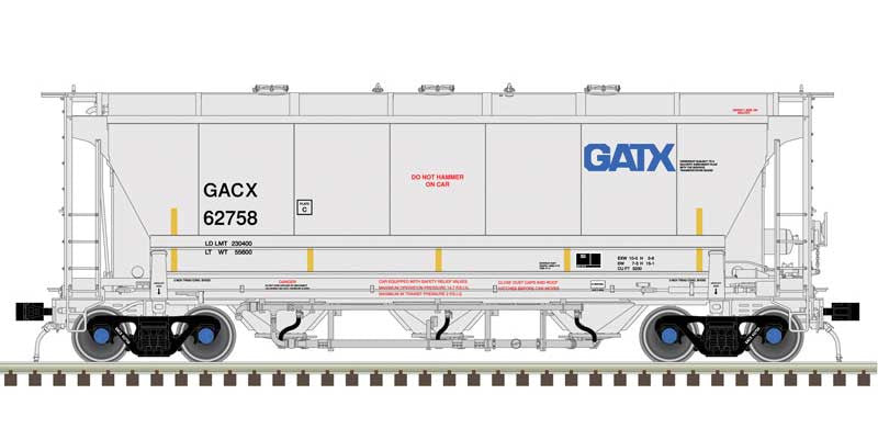 Atlas 20006837 Trinity 3230 Covered Hopper - General American GACX #62758 (gray, black, blue) HO Scale