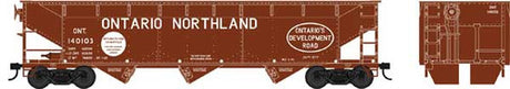Bowser 42306 70-Ton Offset Hopper - Ontario Northland 140103 (Boxcar Red, white, Ontario's Development Road Slogan) HO Scale
