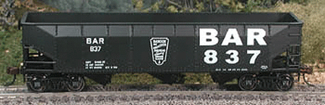Bowser 40332 70-Ton Offset Hopper - BAR Bangor & Aroostock #834 (black, white) HO Scale