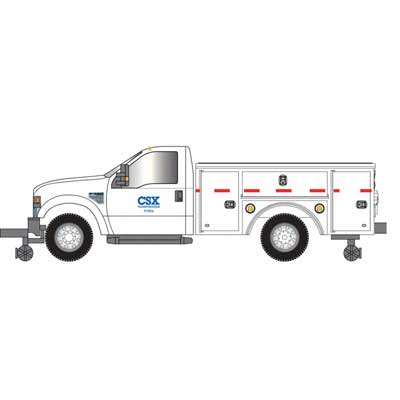 Atlas 30000168 2008 Ford(R) F-350 Hi-Rail Pickup Truck - Assembled -- CSX (white, blue) HO Scale