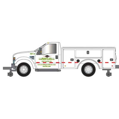 Atlas 30000171 2008 Ford(R) F-350 Hi-Rail Pickup Truck - Assembled -- Reading & Northern (white, black, yellow) HO Scale
