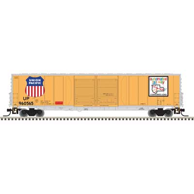 Atlas 20007827 ACF 60' Double-Door Auto Parts Boxcar - Ready to Run - Master(R) -- Union Pacific #960565 (Armour Yellow, silver, white, Automated Railway) HO Scale