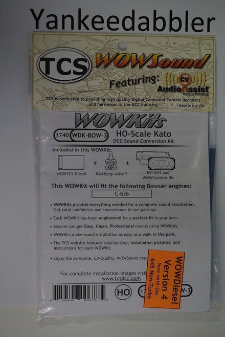 1740 TCS TRAIN CONTROL SYSTEM /  Bowser {WOW WDK-BOW-3} DIESEL Version 4 CONVERSION KIT - HO Scale  YankeeDabbler Part # 745-1740