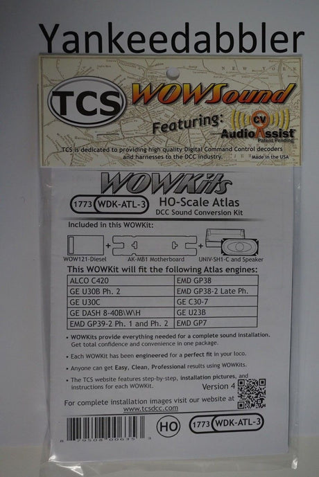 1773 TCS Train Control Systems   ATLAS {WOW WDK-ATL-3} DIESEL Version 4 CONVERSION KIT - HO Scale  YANKEEDABBLER PART # 745-1773