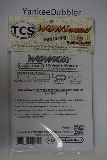 1776 TCS TRAIN CONTOL SYSTEMS (TCS) Bachmann WDK-BAC-1 WOW DIESELVersion 4 CONVERSION KIT - HO Scale  YankeeDabbler Part # 745-1776