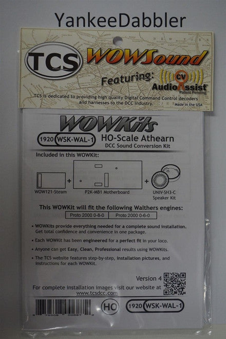 1920 TRAIN CONTOL SYSTEMS (TCS) WALTHERS{WOW WSK-WAL-1} Proto2000 GENSTEAM Version 4 CONVERSION KIT - HO Scale  YankeeDabbler Part # 745-1920