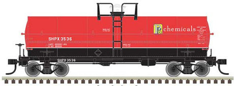 Atlas 20004677 11,000-Gallon Tank Car with Platform - PPG Chemicals SHPX #3536 (red, black, white) HO Scale