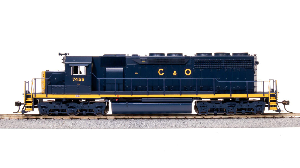 BLI 7632 EMD SD40, C&O 7455, BLUE W/ YELLOW Paragon 4 w/Sound & DCC HO Scale Broadway Limited