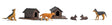 Image for 189-1197 2 Dog Houses and 5 Dogs