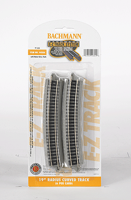 Bachmann 44804 N Scale E-Z Track 19" Radius Curves - Package of 6