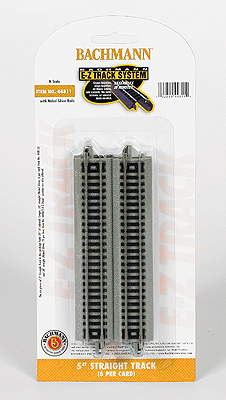 Bachmann 44811 N Scale E-Z Track 5" Straight Track - Package of 6