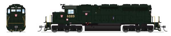 Broadway Limited 9043 EMD SD40 Low Nose - Standard DC - Stealth Series -- Pennsylvania Railroad #6100 (Brunswick Green, small red Keystone) HO Scale