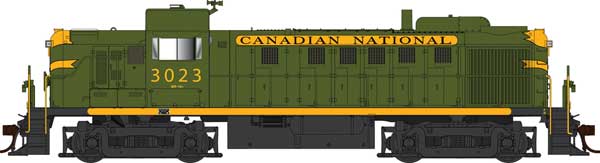 Bowser 25259 RS-3 CN - Canadian National #3023 (green, yellow, black) DCC & Sound HO Scale