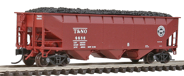 Bluford Shops 73343 70 Ton 3 Bay Offset Side Hoppers - Southern Pacific / Texas & New Orleans (brown, SP Lines Logo) 3 pack N Scale